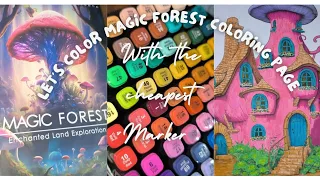 Coloring Magic Forest Coloring Page with Cheapest Marker 📑 #coloring #art #satisfying #fastforward