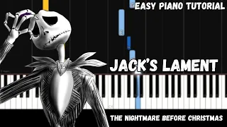 The Nightmare Before Christmas - Jack's Lament (Easy Piano Tutorial)