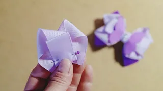 DIY, Весенние бантики из репсовой ленты и фоамирана, bows made of turnip ribbon and foamiran