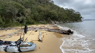 Solo Camping a secluded beach on the Hawkesbury River