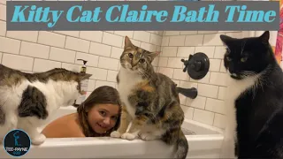 Cats Invade The Bath Tub at Bath Time! #cats #girl #fyp