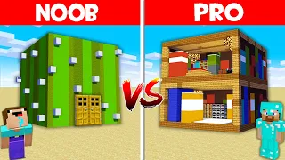 Minecraft NOOB vs PRO: CACTUS HOUSE vs BOOKSHELF HOUSE! NOOB FOUND ONE BLOCK HOUSE! (Animation)