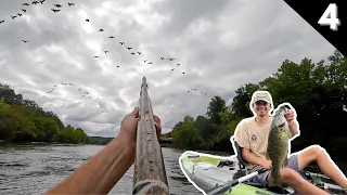 KAYAK Jump Shooting GEESE While Catching HUGE Fish (Cast & Blast)