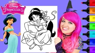 Coloring Princess Jasmine & Abu Aladdin Disney Coloring Page Prismacolor Markers | KiMMi THE CLOWN