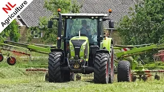 Raking grass - Claas Arion 530 + Claas Liner 3000 - Gras harken - Lagerweij Renswoude - 2019