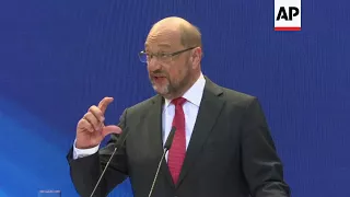 Social Democrats' leader Schulz talks after election day