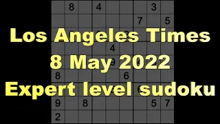 Sudoku solution – Los Angeles Times sudoku 8 May 2022 Expert level
