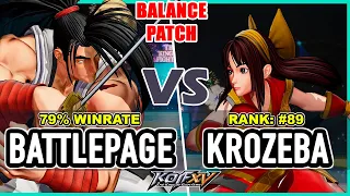 KOF XV 🔥 Battlepage (Haohmaru/Krohnen/Ryo) vs Krozeba (Nakoruru/Haohmaru/Darli)