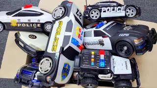 Big Police Car Collection Attack on Color Block Tower