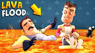 FLOODING EVERYTHING IN LAVA!!! (The Floor Is Lava) | Hello Neighbor Gameplay (Mods)