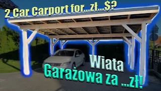 Wiata garażowa na 2 samochody z kosztami; 2 Car Carport