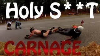 EPIC DOWNHILL Longboard Race WORST CRASHE'S EVER!! (Carnage On The Coast 2013) | JOOGSQUAD PPJT