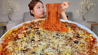 ASMR 직접만든 🍕피자 불닭볶음면🔥 리얼먹방 :) Pizza Buldak stir-fried noodles MUKBANG