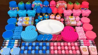 PINK vs BLUE DUCK!! Mixing Random Things into GLOSSY Slime!! Series #111 Satisfying Video