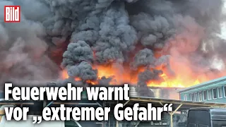 Großbrand in Hamburg: Lagerhallen stehen in Flammen