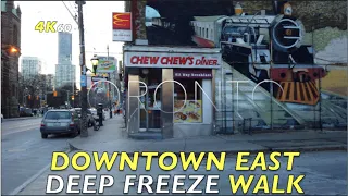 Toronto Into The DEEP FREEZE Walk -Some Downtown East Rowhouse Streets & St. James Town Urban Jungle