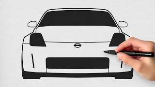 How to Draw a Nissan 350Z Easy | Step by Step Car Drawing