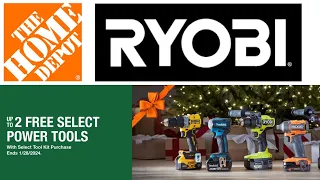 Home Depot Ryobi Free Tools Holiday Promotions!