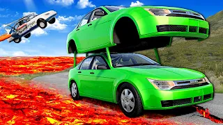 Can I Escape LAVA in WEIRD CARS? (BeamNG)