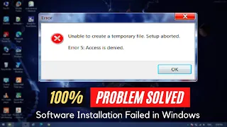 Unable To Create A Temporary File Setup Aborted | 100% Solved [Hindi 2021]