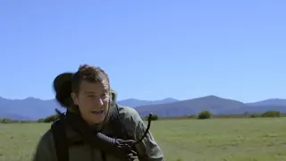 Lion attacking Bear Grylls