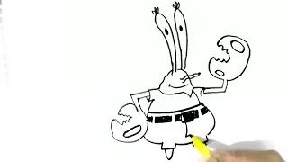 How to draw   Mr. Krabs-SpongeBob SquarePants easy steps for children. beginners