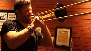 Antonis Andreou tests the B.A.C. Voyager Trombone