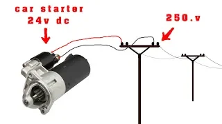 how to turn a 24v car starter into a 250v generator