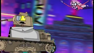 Charlie from hazbin hotel chasing italian scientist from (homeanimations) cartoon about tanks