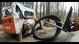 New skidsteer tracks and stump bucket