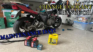 CB400 CHANGE OIL AND CHANGE COOLANT | SHORT VIDEO | MAINTENANCE DAY NG ATING MOTOR