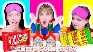 ASMR Sweet Food VS Sour Food VS Spicy With Closed Eyes Mukbang