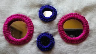 Part -1.Easy to learn mirrorwork design. Circle mirror work tutorial. Hand embroidery mirrorwork.