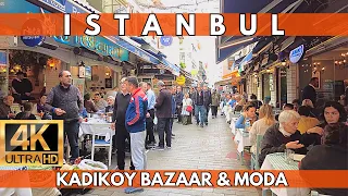 Istanbul Turkey 2023 Walking Tour Around KADIKOY Bazaar & Moda Neighbourhood | 14 APRIL | 4K UHD