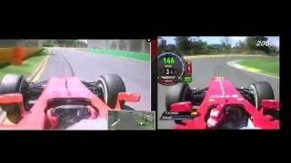 F1 Australian GP 2014 & 2013 Fernando Alonso onboard lap comparison