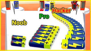 Battery Run | Noob vs Pro vs Hacker in battery run 3d video games Android, iOS New Update All levels