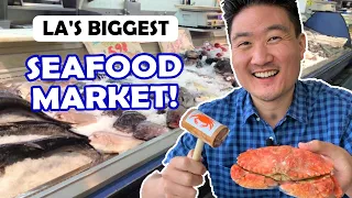 Eating at the BIGGEST SEAFOOD MARKET in LA (Live Crabs, Oysters, Lobsters!)