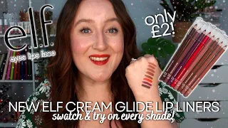 TESTING *NEW* ELF CREAM GLIDE LIP LINERS! Swatch & Try On *EVERY SHADE* £2 Lip Liner Review!