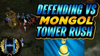 Defending Against Mongol Tower Rush | AoE4