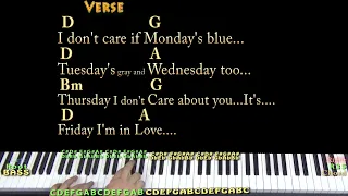 Friday I'm In Love (The Cure) Piano Cover Lesson in D with Chords/Lyrics