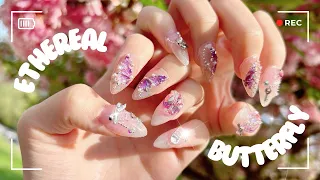 [cc] self nail | 🦋Ethereal Butterfly✨ nail art at home, Nail tip (gelx) extensions, ASMR