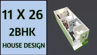 11 X 26 शहर के लिए मकान का नक्सा ll 286 Sqft House Design ll 11 X 26 House Plan