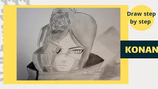 how to draw konan akatsuki step by step anime naruto shippuden {تعلم رسم كونان خطوه بخطوه }