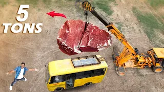 We Dropped 5000kg Stone on a Bus || Will it survive? ||