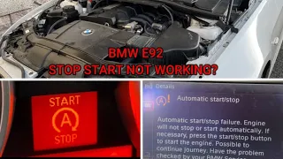 BMW E92 stop start repair, cheap and easy fix