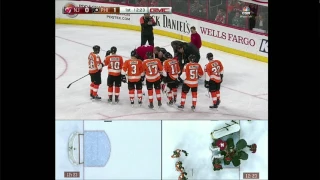 Michal Neuvirth of Flyers collapses, leaves game