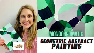 Geometric Abstract Painting Tutorial | Monochromatic Acrylic Painting