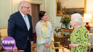 The Queen chats with Australian PM Scott Morrison at Buckingham Palace