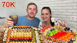 МУКБАНГ 100 РОЛЛОВ Суши ВАС 70000  СПАСИБО ВАМ БОЛЬШОЕ ❤️МЫ ВАС ЛЮБИМ MUKBANG ROLLS SUSHI ASMR