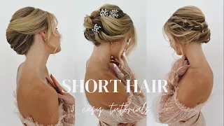 3 Easy Updos for SHORT HAIR !